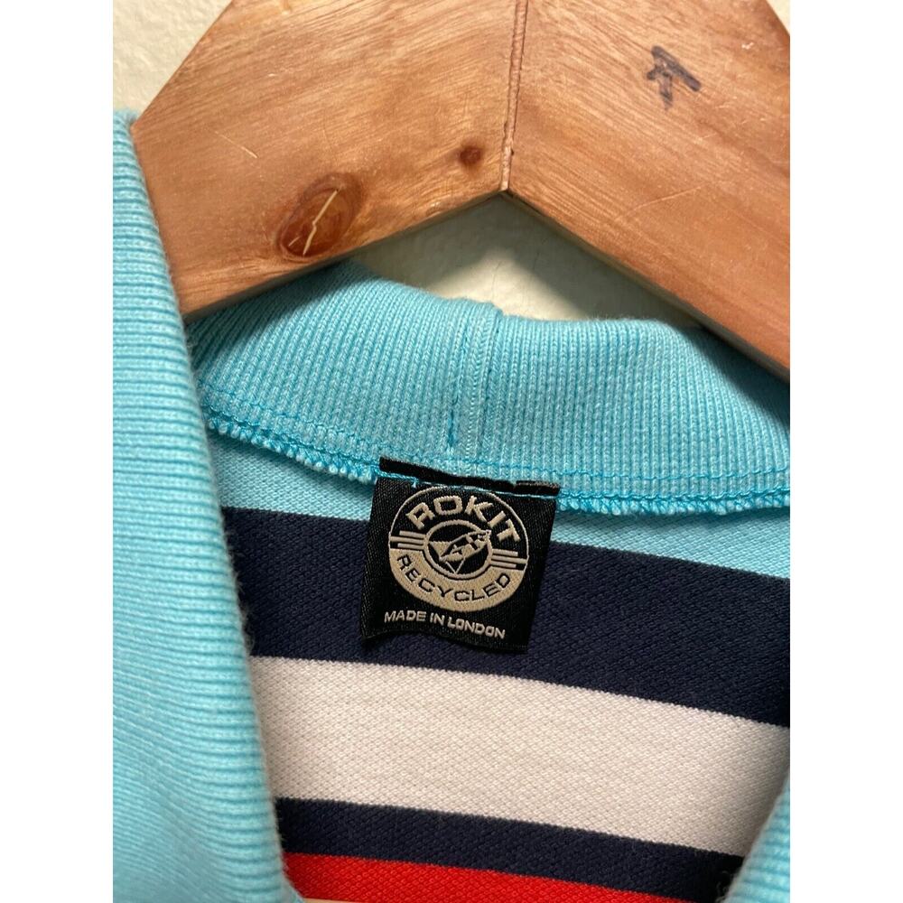 Vintage Juniors Polo Shirt Small Striped Cropped 1/2 Zip Sporty Grunge 90s Y2K - Picture 2 of 6